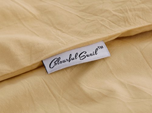 Colourful Snail 100-Percent Natural Washed Cotton Duvet Cover Set, Ultra Soft And Easy Care, Zipper Closure, Corner Ties, Simple Bedding Style, Queen/Full, Khaki #TOP4