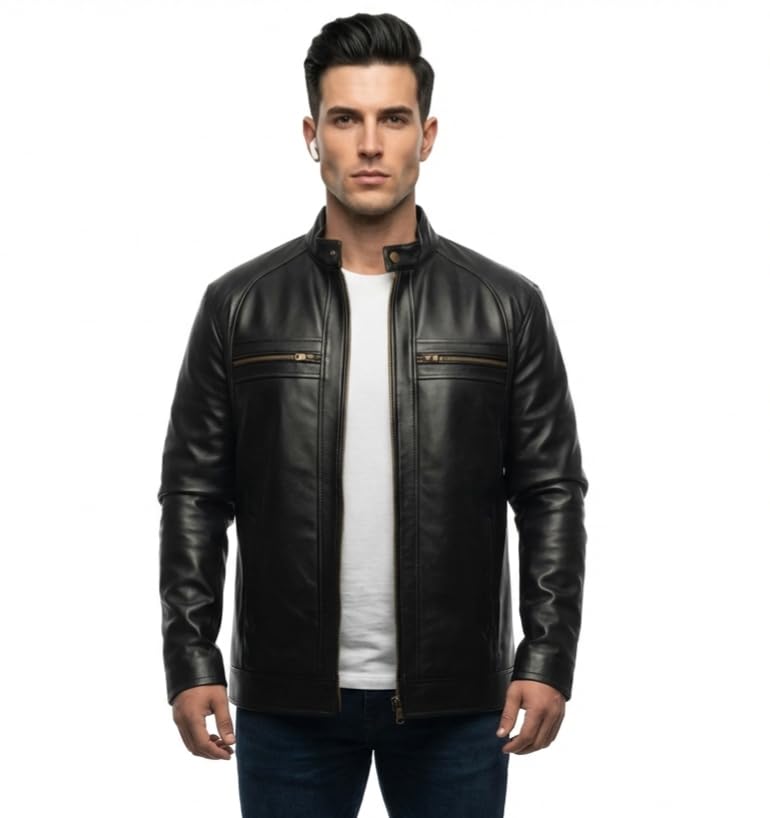 Image of Genuine Leather Jacket for Men | Pure Sheep Leather Jacket for Men | Original Leather Jacket for Mens | Biker & Casual and Winter Jacket No Fur