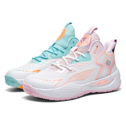 Voguerra Scarpe da Basket Alte Resistenti for Uomo/Donna con Design Elegante a Blocchi di Colore Fan di Basket(Two Tone,45 EU)