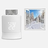 Tidevib Termostato de radiador con control de temperatura para el hogar con temporizador programable, aplicación y control de voz, 6 accesorios