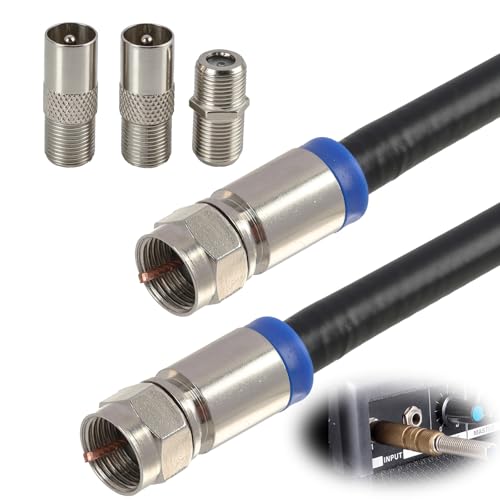 Maoggha 1 Meter RG6 Koaxialkabel, Satellitenkabel Antennenkabel, F Stecker Sat Kabel, Wasserdichtes Kupfer-F-Stecker, unterstützt bis zu 3 GHz, Coax Kabel für TV, Satellit und Antenne