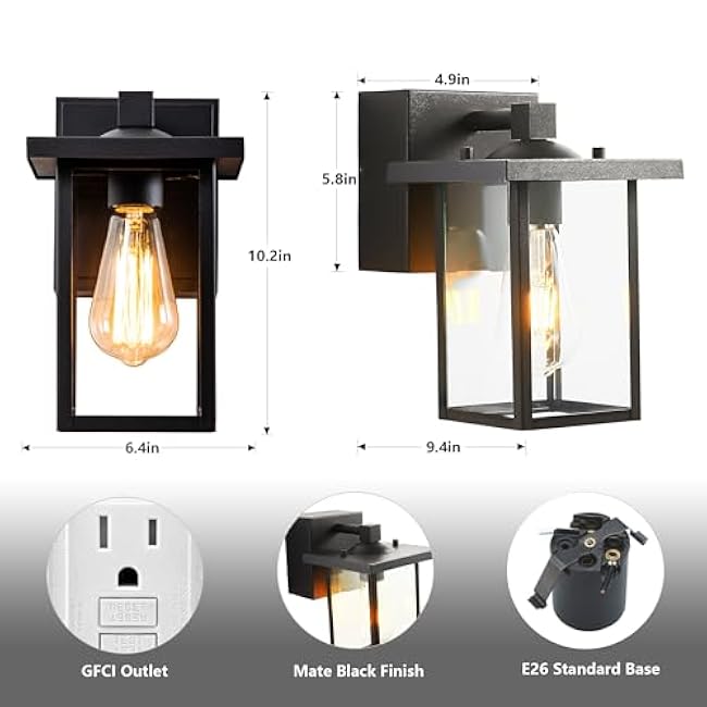 Porch Lights Wall Mount Wall Sconce Black