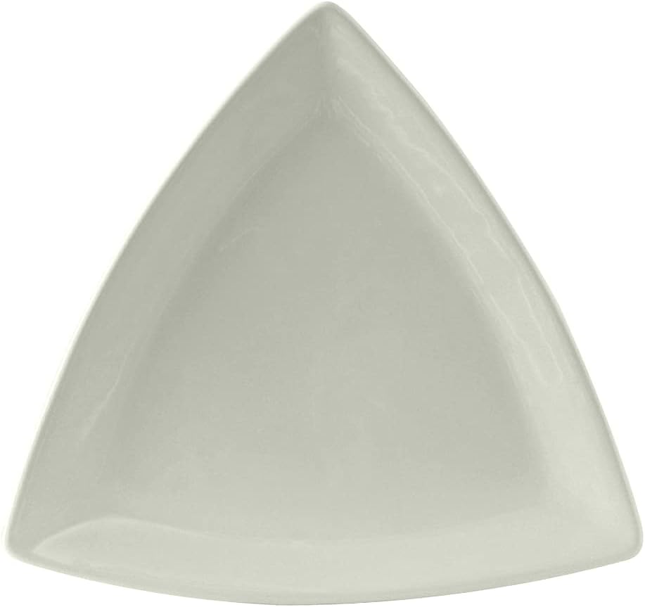 Tuxton China BWZ-1248 Plate, 12-1/2", Triangular, Rolled Edge, Microwave and Dishwasher Safe, Oven Proof, Fully Vitrified, Ceramic, DuraTux, White, Pack of 6