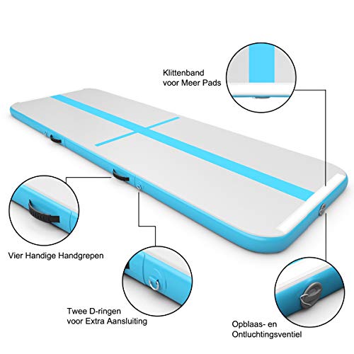 COSTWAY 450cm Gymnastiekmat met 15cm Dikte, Opblaasbare Gymnastiekmat Lucht vallende baan, Tuimelbaan Lucht Mat met… - Image 7