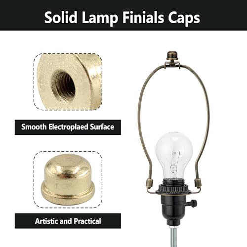 Image of 4PCS Solid Lamp Finials Caps Tapped, Knob On Top of The Harp Lampshade Stand, Harp Lamp Finial Knob, 1 /2 inch Tall, Gold