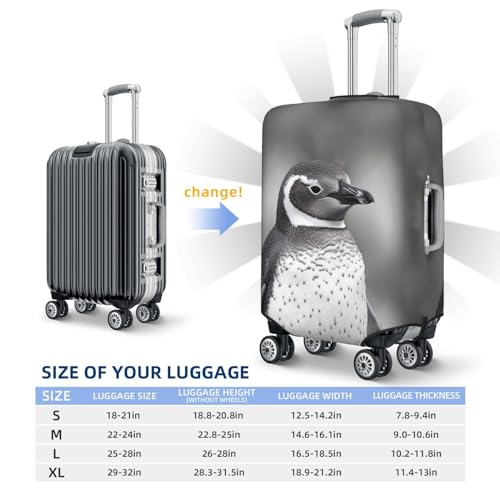 Grey penguin Luggage Covers for Suitcase Washable Suitcase Cover Fashion Stretch Suitcase Protector Cover Anti-Scratch Baggage Covers Fit 18-32 Inch Luggage Large2