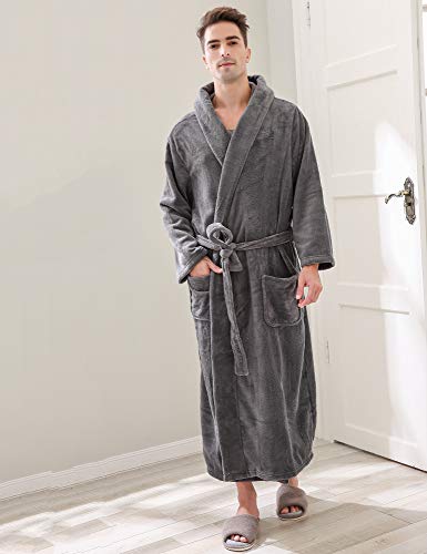 Richie House Men's Warm and Soft Fleece Robe Bathrobe with Hood RHM27602