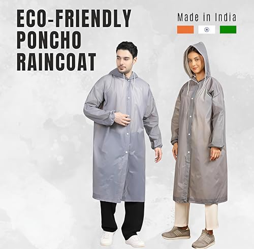 Image of Unisex Hooded Raincoat, Waterproof Long Rain Jacket, Multiple Colours, Reusable