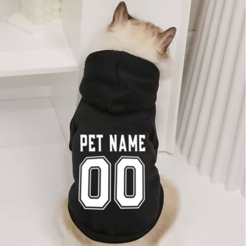 Personalized Dog Hoodies With Pets Name & Number, Custom Puppy Sweatshirt Hooded With Buttons Drawstring Harness Hole,Id Pet Sweater Clothes For Small Medium Dogs Cats - M #TOP4