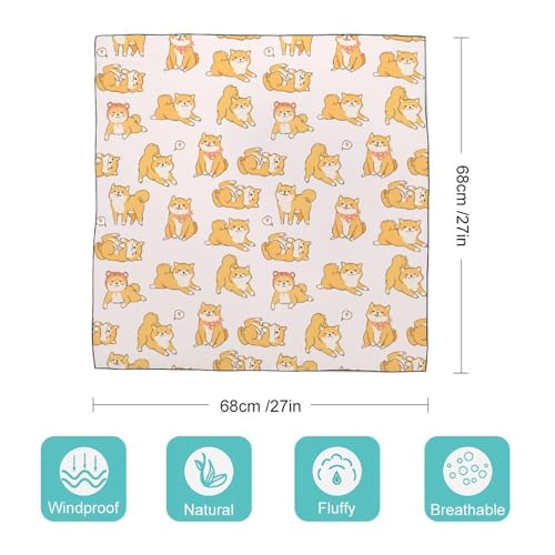 Kawaii Shiba Inu Dogs 27" Square Scarves Silk Like Headscarf Women's Fashion Scarf for Hair Wrapping and Sleeping2