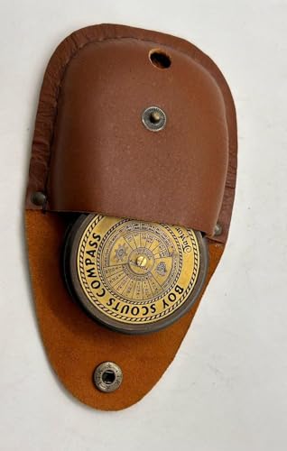 Brújula de Bolsillo de Latón Boy Scout con Estuche de Cuero – Herramienta de Navegación Estilo Vintage para Camping, Senderismo y Trekking – Instrumento Marítimo Coleccionable miniatura 3
