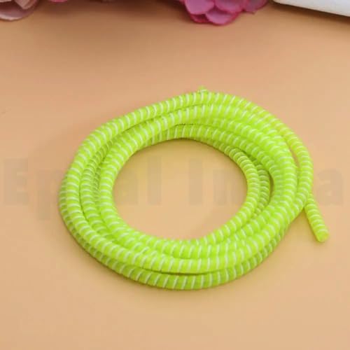 Image of J'TTON Spiral Triple Color (2 Pcs) 1.4 Meters Each-Full Size Cable Cord Charger Protector Saver Winder for iPhone & Android Charging Cables (Green)