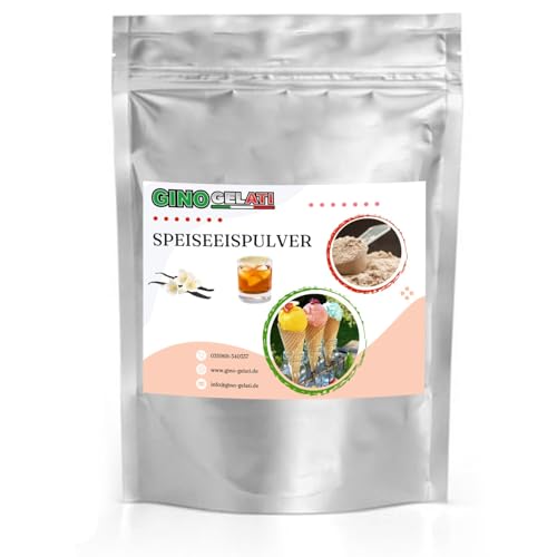 Gino Gelati Vanille Rum Eis Speiseeis Pulver 1 Kg, Vanilleeis selber machen, verschiedene Sorten, schnelle und einfache Zubereitung, für Haushaltseismaschinen