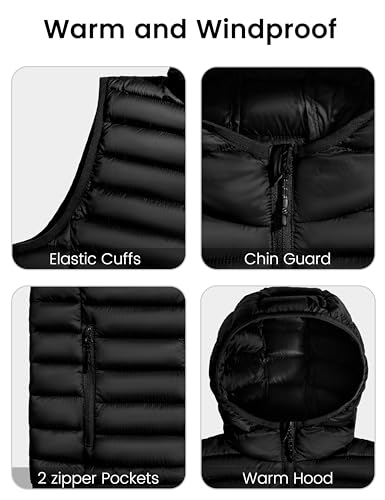 Little Donkey Andy Boys Winter Puffer Vest Packable Lightweight Faux Down Hooded Sleeveless Jacket 6-14 Years4