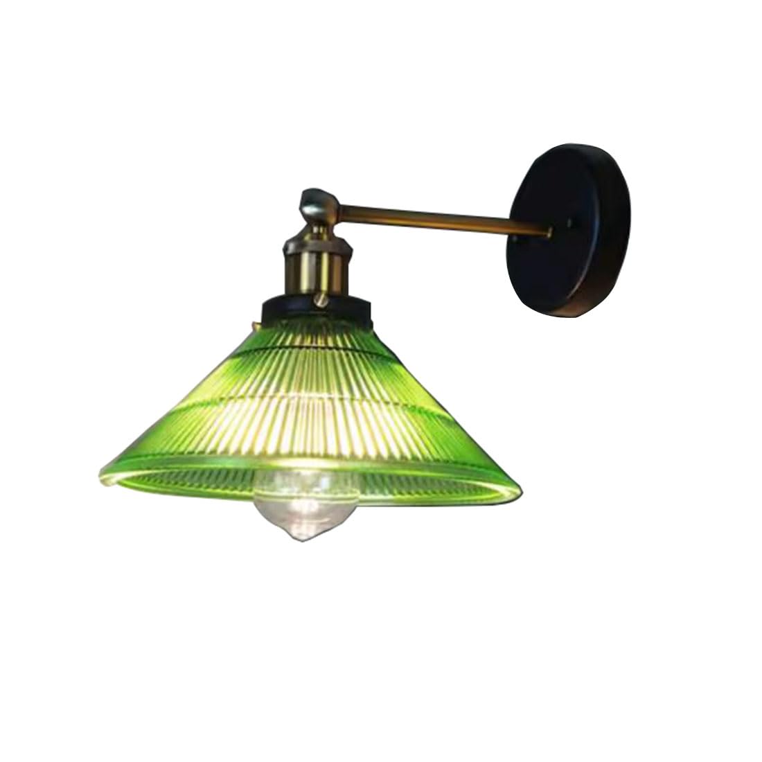 HUAYUSEDF Vintage Wall Lights Glass Lampshade Up & Down Adjustable Sconces Lighting Retro Bedside Lamps for Bedroom Living Room Loft Doorway Study Display(Green)