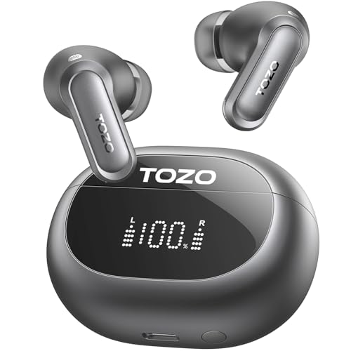 TOZO Hybrid Active Noise Cancelling Wireless Earbuds with 6 Mics AI Clear Call Ear Buds 55H Playtime...