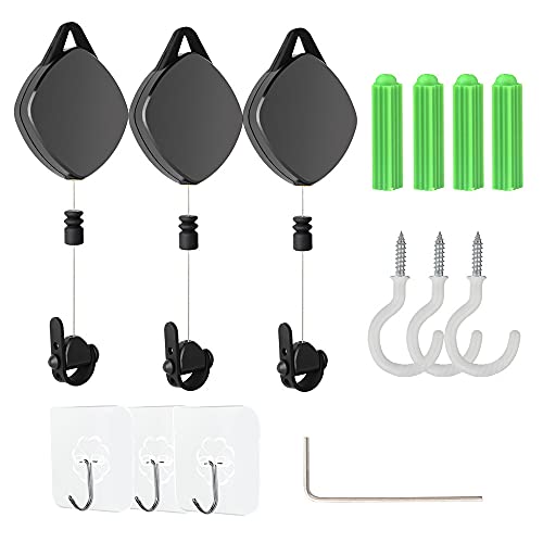 VR Ceiling Pulley System 3-Pack - Retractable Cable Management for Oculus Quest 2, HTC Vive, Valve Index (3 B)