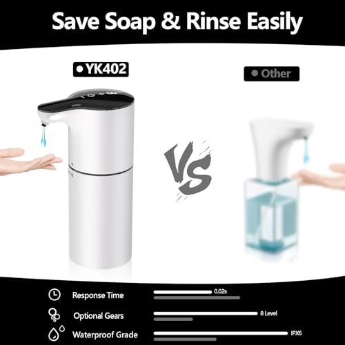 Yikhom YK402 Automatic Liquid Soap Dispenser With Auto Clean, 15.37 Oz Touchless Hand Soap Dispenser, 8 Volume Control For Gel & Liquid Soap, Usb/C-C Rechargeable, Dish Soap Dispenser For Kitchen Bathroom thumb #2