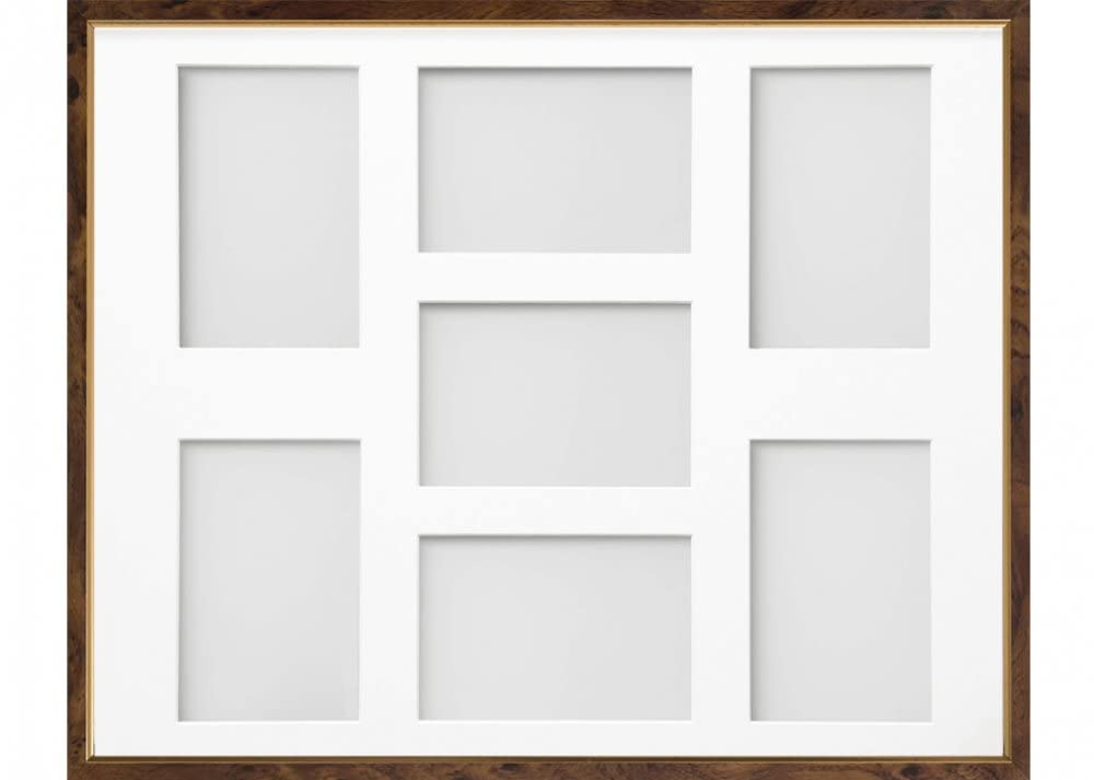 Frame Company Drayton Multi Aperture Photo Frame, Walnut, 20x16 for 6x4 inch (x7)