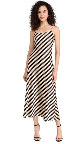 endless rose Women's Striped Maxi Slip Dress, Cream/Black, L