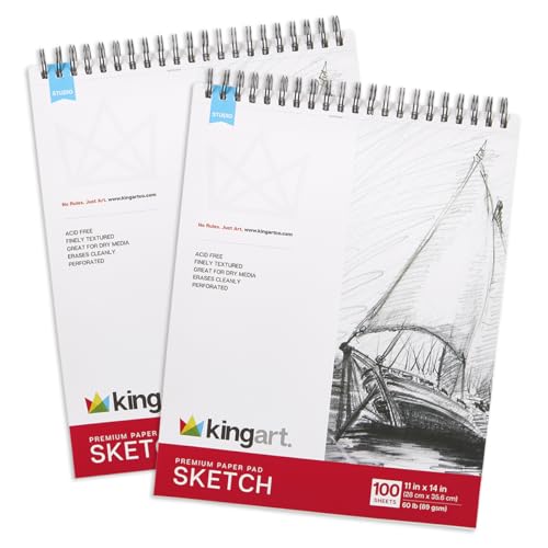KINGART Papier à croquis blanc pour dessin au crayon et fusain