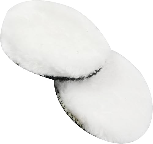 Auniwaig Almohadilla de pulido de lana, almohadillas de pulido de piel de oveja suave de 4 pulgadas con gancho y bucle, almohadilla de corte de lana