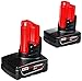 Milwaukee 48-11-2412 Twin Pack of 3.0 Amp Hour Extended Capacity 12V Lithium Ion Batteries