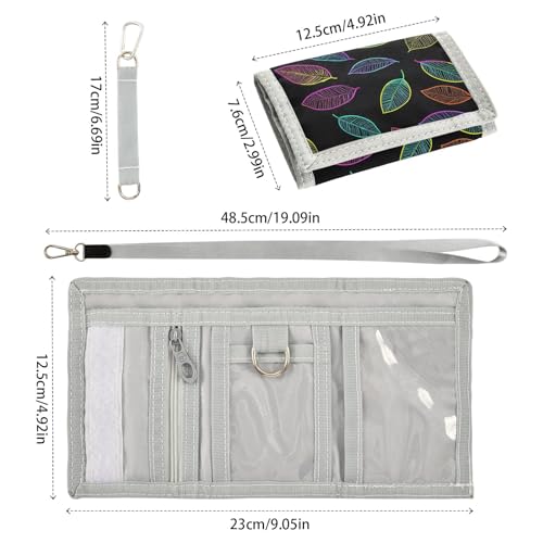 ALAZA Kids Wallets for Boys Girls Toddler Trifold Wallet Children Small Neon Leaves with Zipper Coin Pocket3