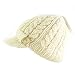 Cable Knit Wool Peak Cap for Women, 100% Wool, Fleece Lining, One Size, (US, Alpha, One Size, Natural)