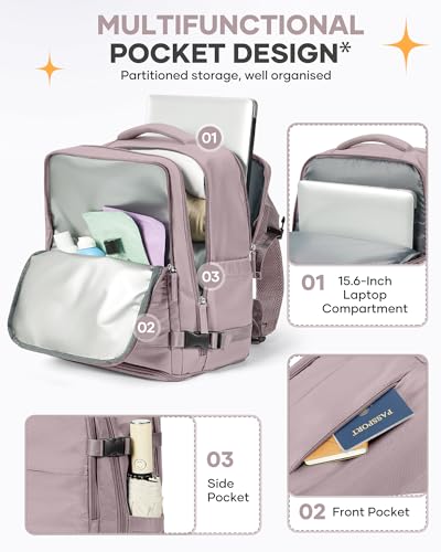 Image of Travel Backpack Carry On Flight Aapproved Personal Item Travel Bag Mochila De Viaje Travel Backpack For Men Spirit Airlines Personal Item Bag 18x14x8 Carry On Backpack For Airplanes Lotus Root Pink
