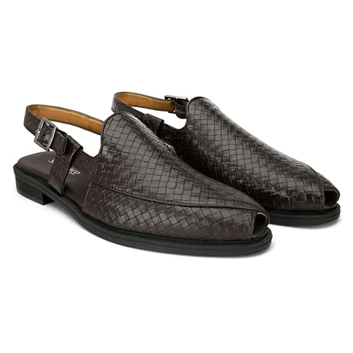 Image of San Frissco Men's Casual Mules with Leatherette Textured Design /Ethnic Jutis and Mojaris for Wedding,Occasions,Parties /Peshawari Loafers Slip-On Shoes for Men /Comfortable Fit for Everywhere