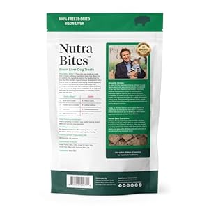 ULTIMATE PET NUTRITION Nutra Bites Freeze Dried Raw Single Ingredient Training Treats Food Topper for Dogs, 4 Ounces, Bison Liver