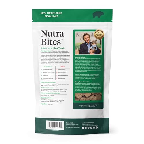 ULTIMATE PET NUTRITION Nutra Bites Freeze Dried Raw Single Ingredient Training Treats Food Topper for Dogs, 4 Ounces, Bison Liver ULTIMATE PET NUTRITION Nutra Bites Freeze Dried Raw Single Ingredient Training Treats Food Topper for Dogs, 4 Ounces, Bison Liver