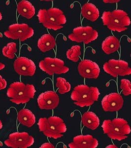 Poplin Fabric Composition 100% Cotton Medium Floral Design Pattern Suitable for Clothing Dressmaking Material and Craft Projects | Black | Width-110cm | Sold by Meter