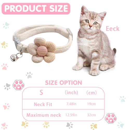 Image of Qpets Breakaway Cat Collar with Bell & Flower, Lovely, Plush, 11L x 5W cm