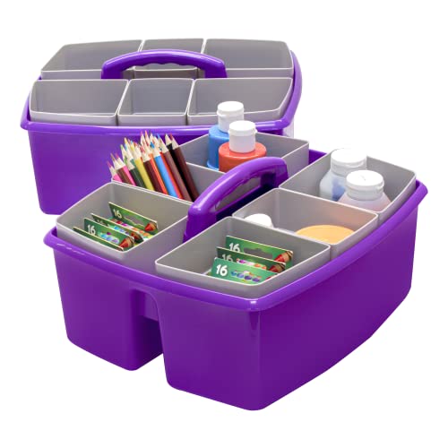 Image of Storex Large Classroom Craft Caddy with Cups, 13 x 11 x 6.575 Inches, Purple, Case of 2 (00986A02C)
