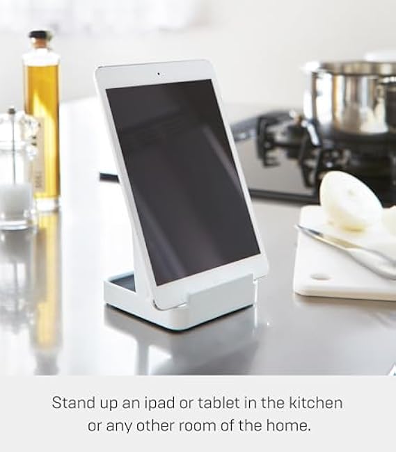 YAMAZAKI Home Ladle Holder - Lid Stand For Utensils In Kitchen, Steel, Water Resistant, No Assembly Req.,White