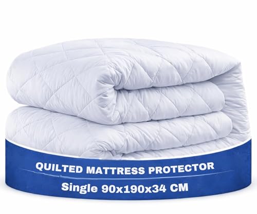 Protège-matelas matelassé 90x190 cm avec bonnet 34 cm en microfibre - 2