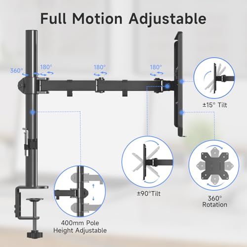 suptek Monitor Arm mit Laptop Halterung Volleinstellbar für 13'-27' Bildschirme Volleinstellbar (40cm Stange) MD6421TP004