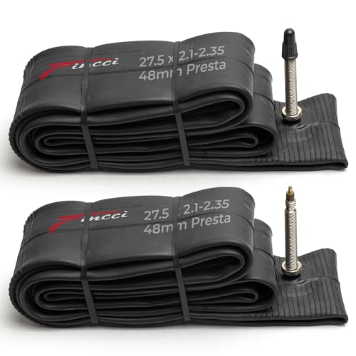 Fincci Cámara Bicicleta 27’5 - Par Cámaras de Aire 27,5 x 2.1-2.35 Pulgadas - Válvula Presta 48mm para Bicicleta MTB, Montaña Hibrido Carretera Bici - Paquete de 2 componentes Ciclismo