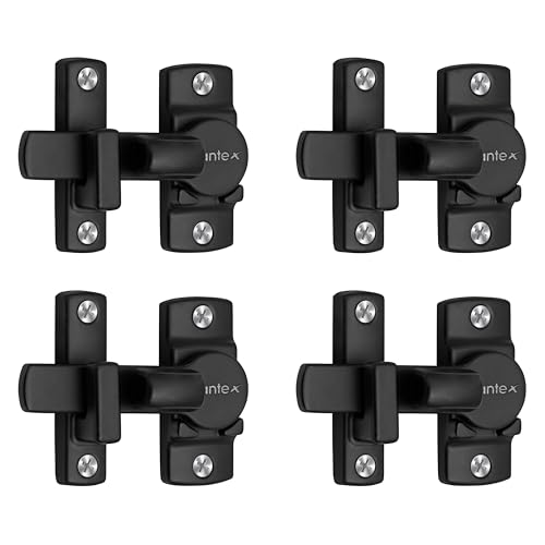 Image of Plantex Door Latch Lock for Main Door /Bathroom /Balcony /Wardrobe /Bedroom - Baby Latch Stopper for Home, Door Chitkani /Baby Safety Lock - Pack of 4 (Black)