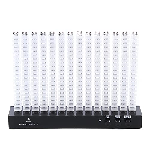 Spectrum Analyzer, 110V 14-Band Spectrum Analyzer, Acrylic Tabletop LED Rhythm Light, 14-Segment Spectrum Display Analyzer with RCA to 3.5 Earphone Cable, Spectrum Analyzer for Party Concerts Bar