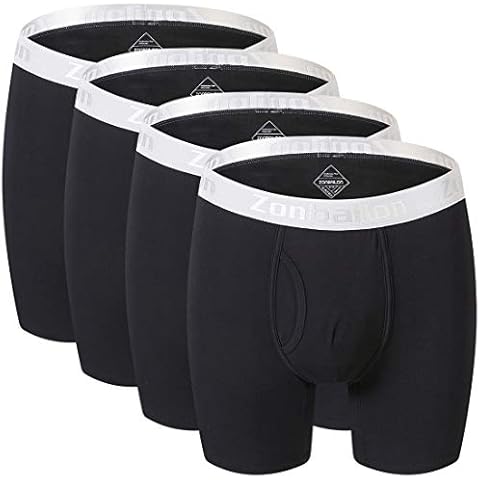 ZONBAILON Men's Bamboo Comfort Boxer Briefs Underwear Wide Waistband 4-Pack 6-Pack, Black 4-pack, XXX-Large Cover