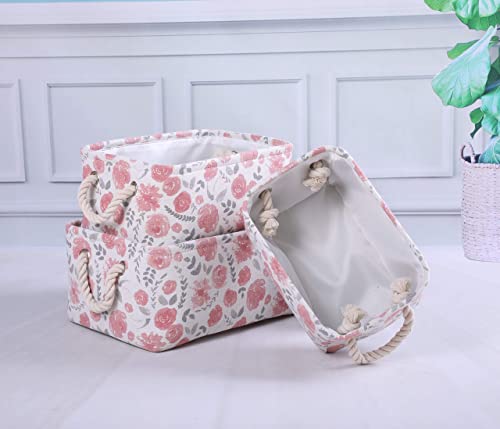 Maizmz Rectangular Storage Basket Collapsible Organizer Bin Thick Toy Box For Organizing Home/Dorm/Kitchen/Pet/Office/Closet/Shelf/Gift Baskets(Rose) #TOP2