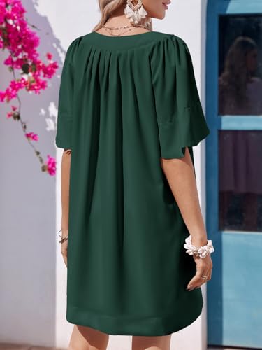 Image of Wenrine Womens Flutter Short Sleeve Mini Dress Casual V Neck Loose Flowy Summer Dresses