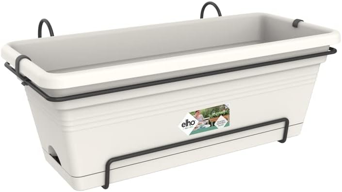 Elho Green Basics Trough Xl Allin1 55 - Planter - Cotton White - Outdoor & Balcony - L 32.3 x W 56.4 x H 22.7 cm