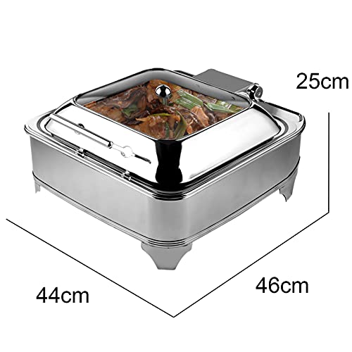 DBMGB 6l Edelstahl Speisenwärmer Chafing Dish Warmhaltegerät, Buffetwärmer Warmhaltebehälter, Elektroheizung – Bild 3