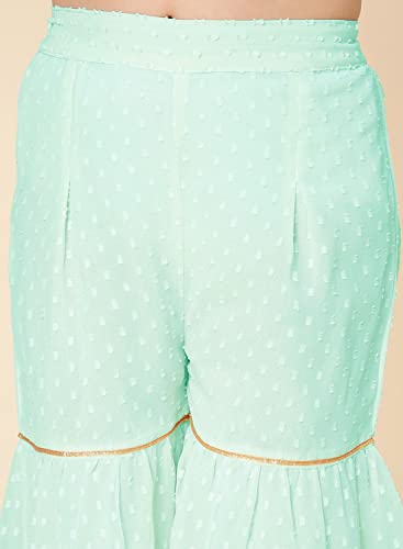 Image of A.T.U.N. (ALL THINGS UBER NICE) Girl's Polyester Embroiderey Sleeveless Kurta and Sharara Set | Traditional Ethnic Wear Clothing Set for Festival and Special Occasions