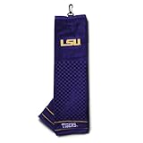 Team Golf NCAA LSU Tigers Embroidered Golf Towel Embroidered Golf Towel, Checkered Scrubber Design, Embroidered Logo