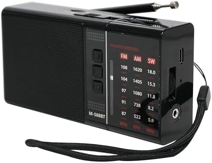 M-568BT Radio portátil, 3 bandas FM AM SW, con Bluetooth, batería...